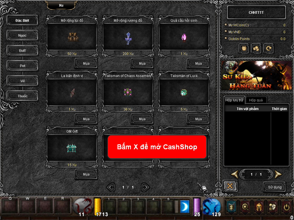 Chức năng chính của Game MU Thiên Vương